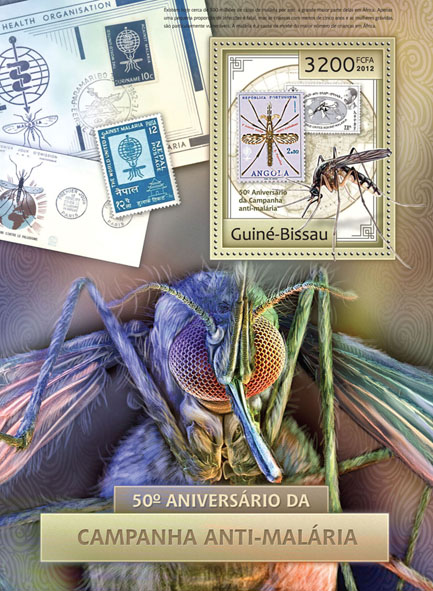 50th anniversary anti-malaria campaign (stamp in stamp). - Issue of Guinée-Bissau postage stamps