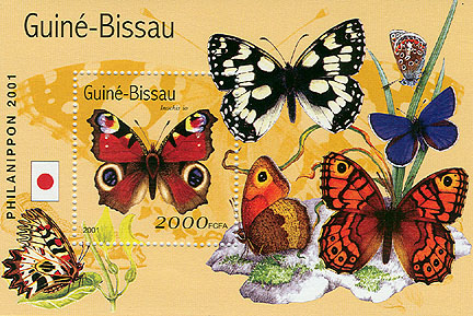 Papillons (Philanipon 2001) - Butterflies  S/S 2000 FCFA - Issue of Guinée-Bissau postage stamps