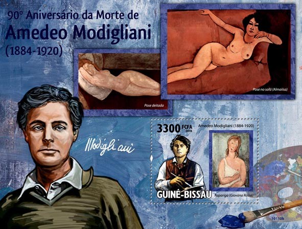 90th Anniversary of death of Amadeo Modigliani ( 1884  1920 ) - Issue of Guinée-Bissau postage stamps