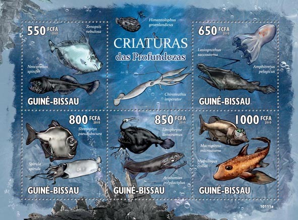 Creatures of the Ocean deep ( Fishes ) - Issue of Guinée-Bissau postage stamps
