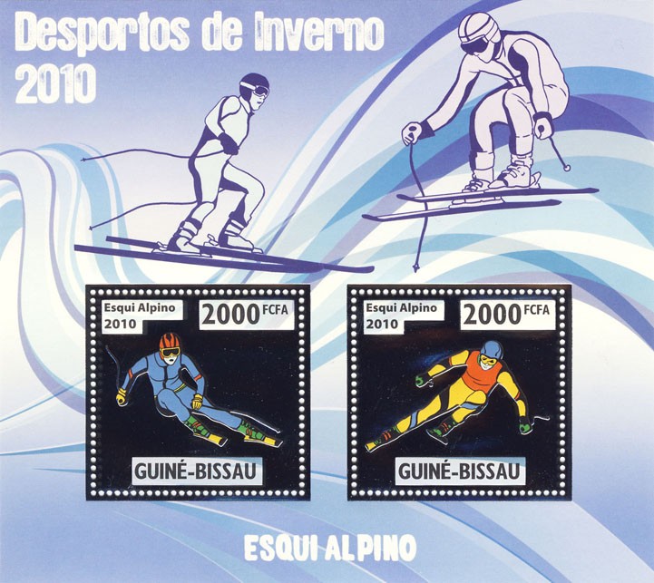 Alpine Skiing - Issue of Guinée-Bissau postage stamps