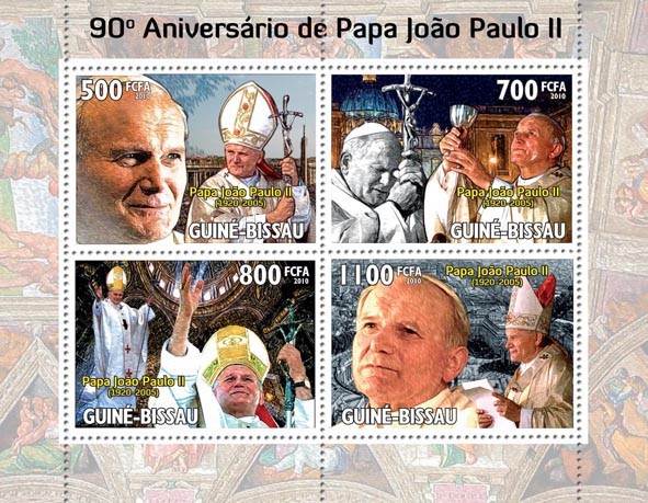 Pope John Paul II, ( 1920  2005 ) - Issue of Guinée-Bissau postage stamps