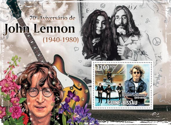70th Anniversary of John Lennon (1940-1890) - Issue of Guinée-Bissau postage stamps