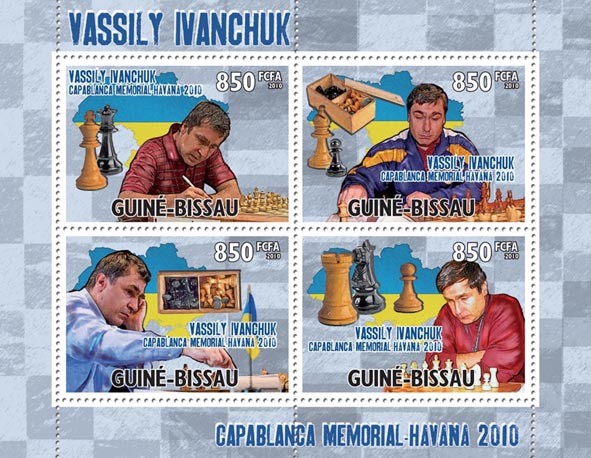 Chess - Havana 2010, Vassily Ivanchuk. - Issue of Guinée-Bissau postage stamps
