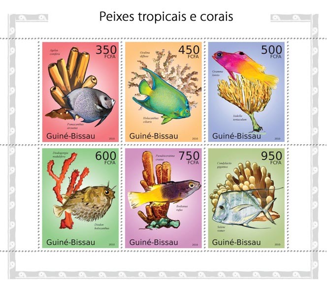 Tropical fish & corals - Issue of Guinée-Bissau postage stamps