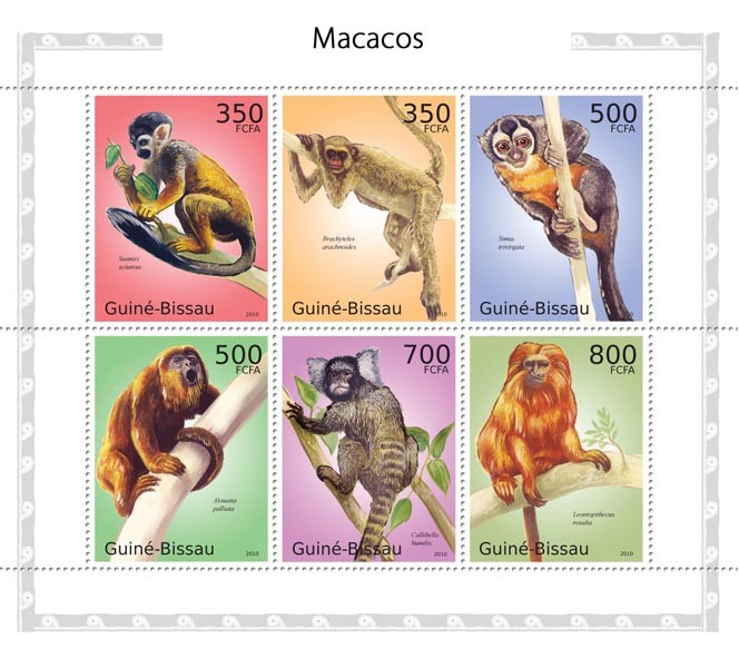 Macaques - Issue of Guinée-Bissau postage stamps