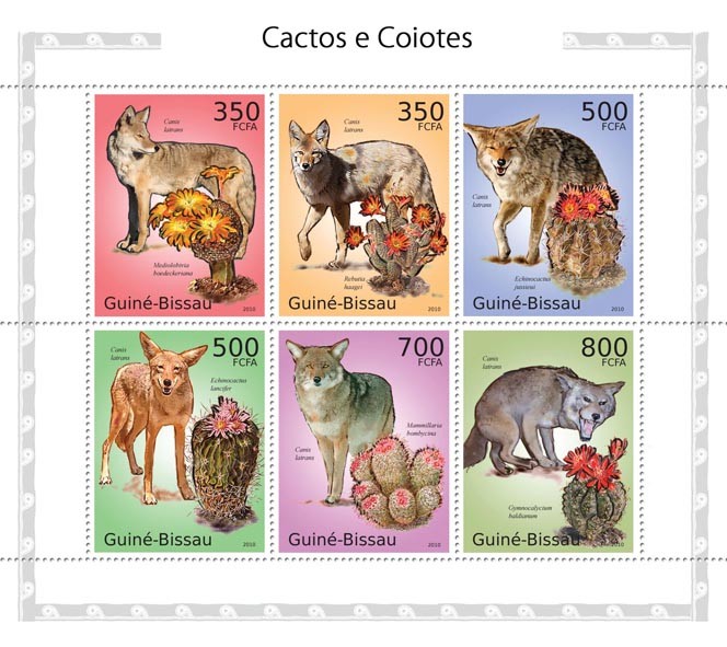 Cactus & coyotes - Issue of Guinée-Bissau postage stamps