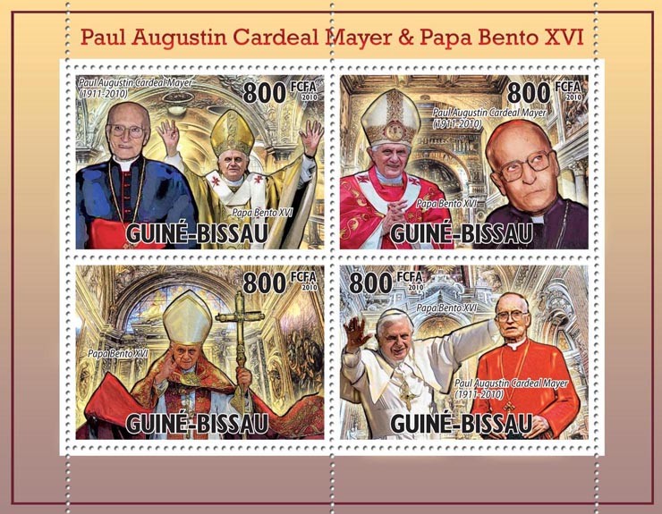 Tribute Paul Mayer with Benedict XVI. - Issue of Guinée-Bissau postage stamps