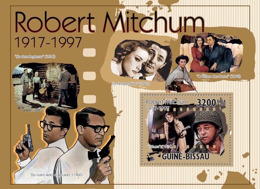 Actor, cinema - Robert Michum, (1917-1997). - Issue of Guinée-Bissau postage stamps