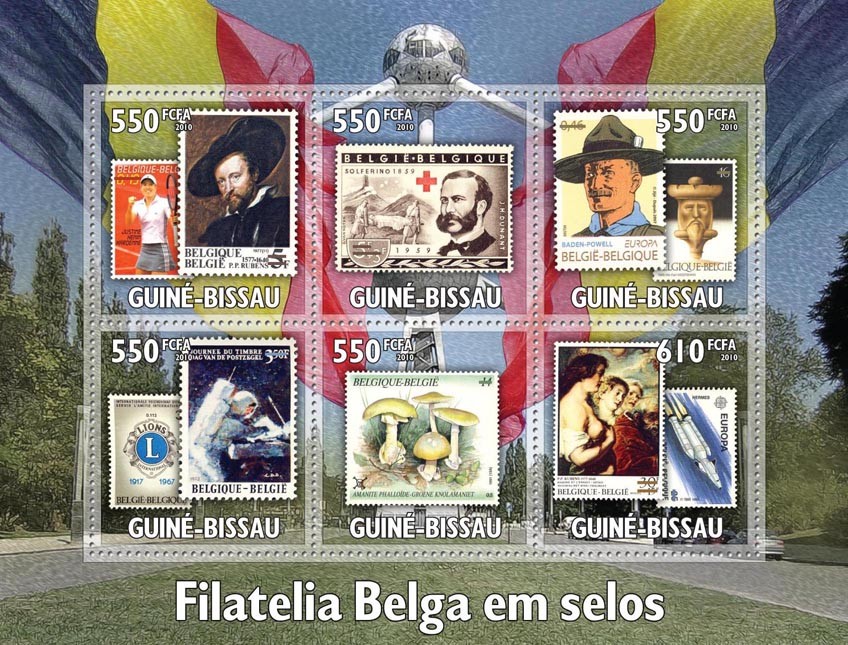 Belgium stamps in stamps - Issue of Guinée-Bissau postage stamps