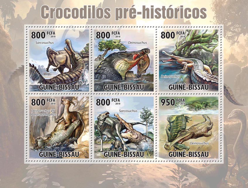 Evolution of Crocodiles - Issue of Guinée-Bissau postage stamps