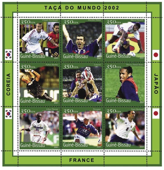 France    9 x 350 FCFA - Issue of Guinée-Bissau postage stamps