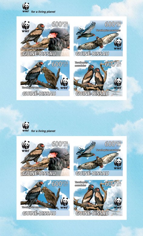 WWF - Terathopius ecaudatus - Issue of Guinée-Bissau postage stamps