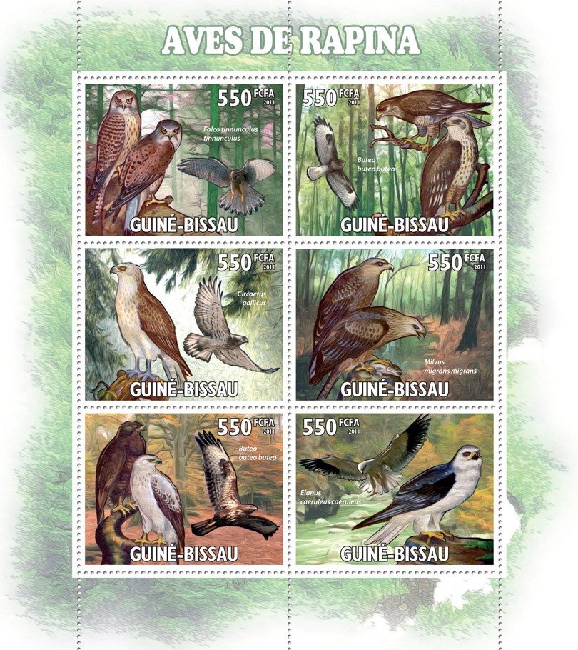 Raptors ( Birds ). - Issue of Guinée-Bissau postage stamps