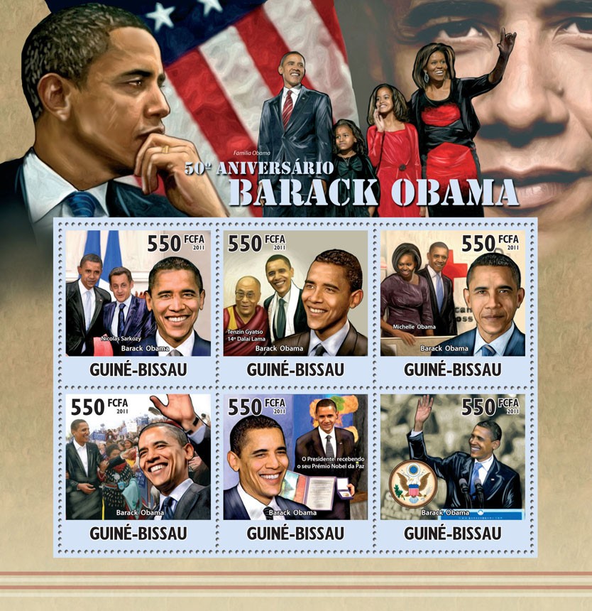 50th Anniversary of Barack Obama. - Issue of Guinée-Bissau postage stamps