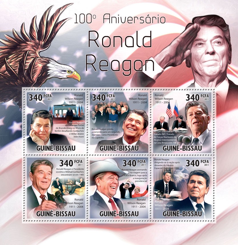 100th Anniversary of Ronald Reagan, (1911-2004). - Issue of Guinée-Bissau postage stamps