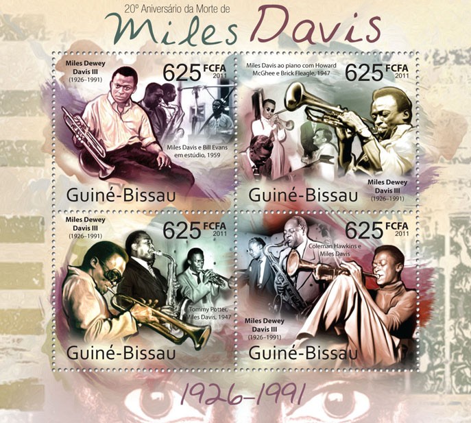 Miles Davis 1926-1991 - Issue of Guinée-Bissau postage stamps
