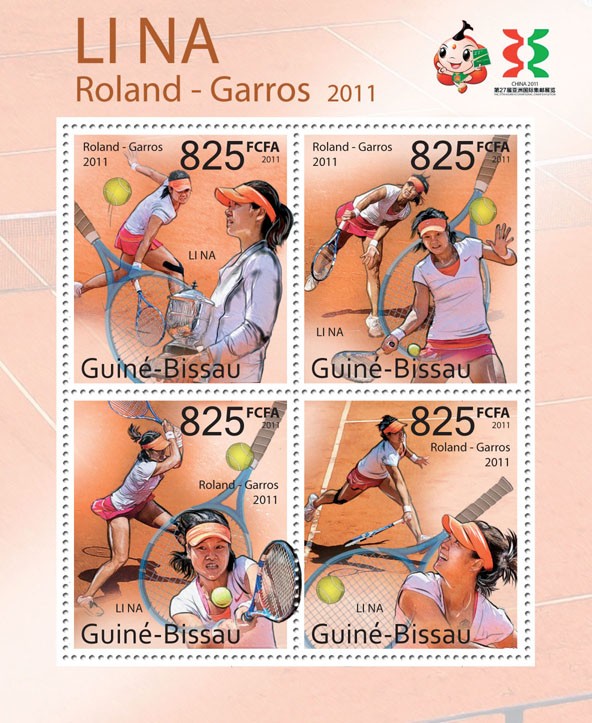 Li Na Roland-Garros 2011 - Issue of Guinée-Bissau postage stamps