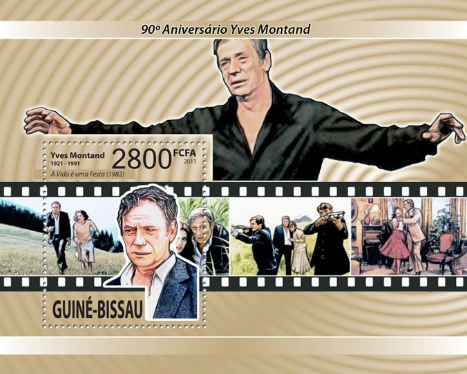 90th Anniversary of Yves Montand - Issue of Guinée-Bissau postage stamps