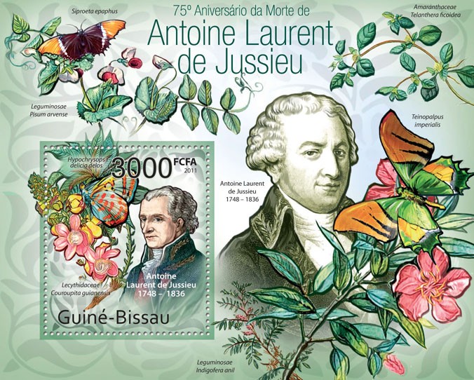75th Anniversary of death of Antoine Laurent de Jussieu - Issue of Guinée-Bissau postage stamps