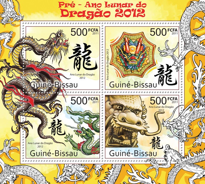 Lunar Year of Dragon 2012. - Issue of Guinée-Bissau postage stamps