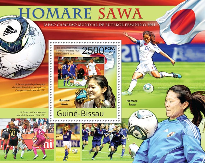 Homare Sawa, World Soccer Championship Japan - 2011. - Issue of Guinée-Bissau postage stamps
