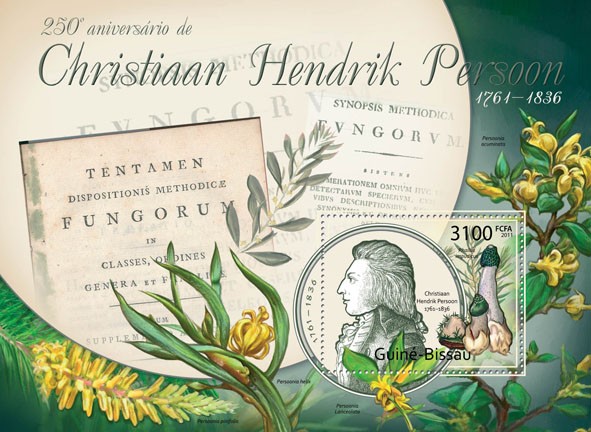 250th Years of Christian Hrndrik Persoon, (Mushrooms). - Issue of Guinée-Bissau postage stamps