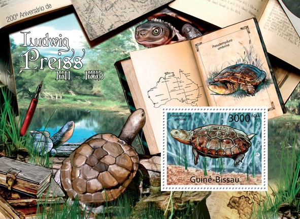 200th Years of Ludwig Preiss, (Turtles). - Issue of Guinée-Bissau postage stamps