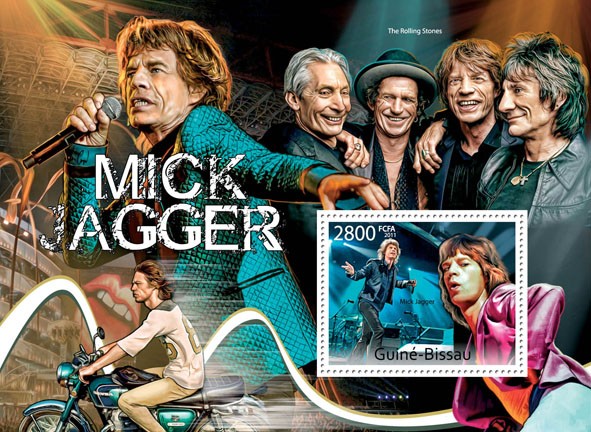 Mick Jagger, (moto). - Issue of Guinée-Bissau postage stamps