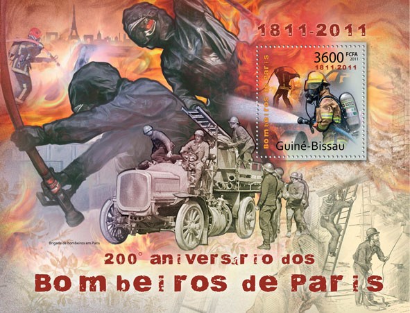 200th Years of Firemen of Paris - Issue of Guinée-Bissau postage stamps