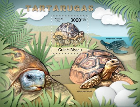 Turtles, (Astrochelys radiata). - Issue of Guinée-Bissau postage stamps