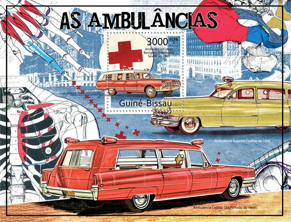 Ambulances, Red Cross. - Issue of Guinée-Bissau postage stamps