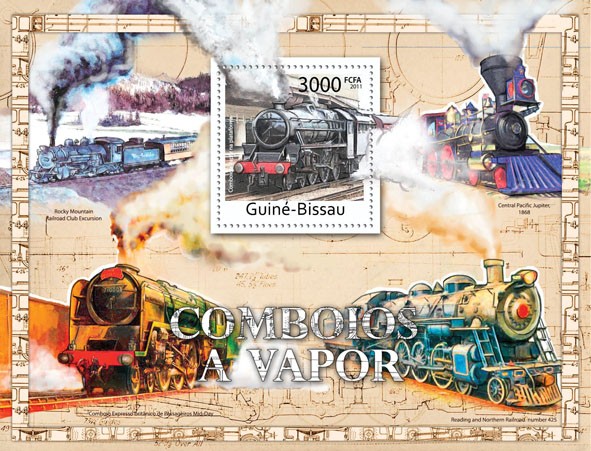 Steam Trains. - Issue of Guinée-Bissau postage stamps