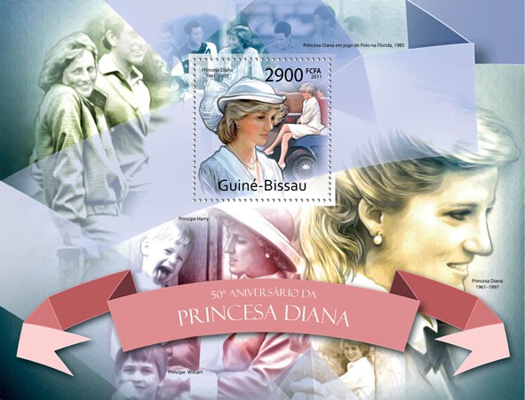 50 years Princess Diana. - Issue of Guinée-Bissau postage stamps