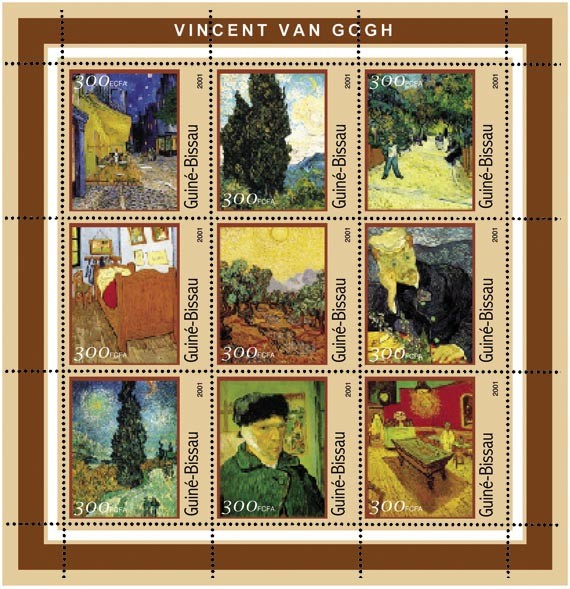 Vincent Van Gogh  9 x 300 FCFA - Issue of Guinée-Bissau postage stamps
