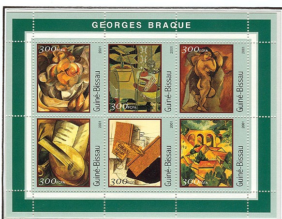 Georges Braque 6 x 300 FCFA - Issue of Guinée-Bissau postage stamps