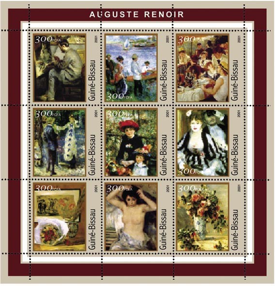 Auguste Renoir (centre:femme et fillette) 9 x300FCFA - Issue of Guinée-Bissau postage stamps