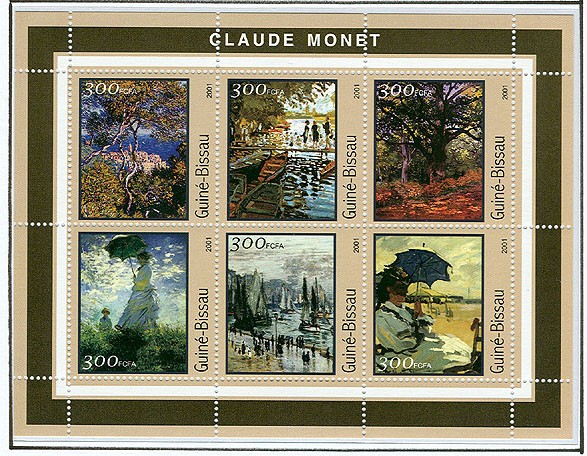 Claude Monet      6 x 300 FCFA - Issue of Guinée-Bissau postage stamps