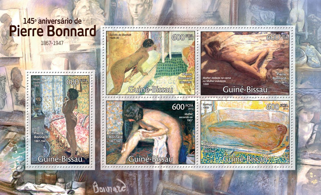 Paintings of Pierre Bonnard, (145th Anniversary: 1867-1947). - Issue of Guinée-Bissau postage stamps