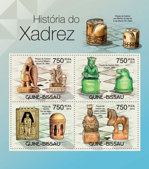 Chess History, (Old Chess). - Issue of Guinée-Bissau postage stamps