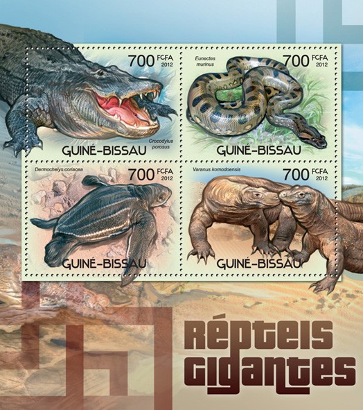 Giant reptiles - Issue of Guinée-Bissau postage stamps