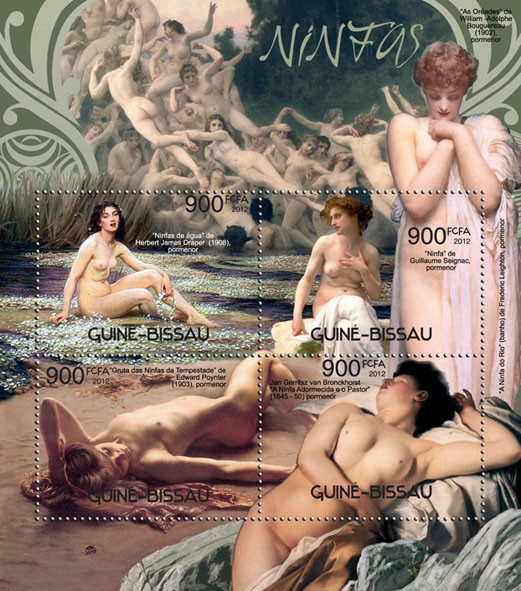 NINFAS (nude paintings) - Issue of Guinée-Bissau postage stamps