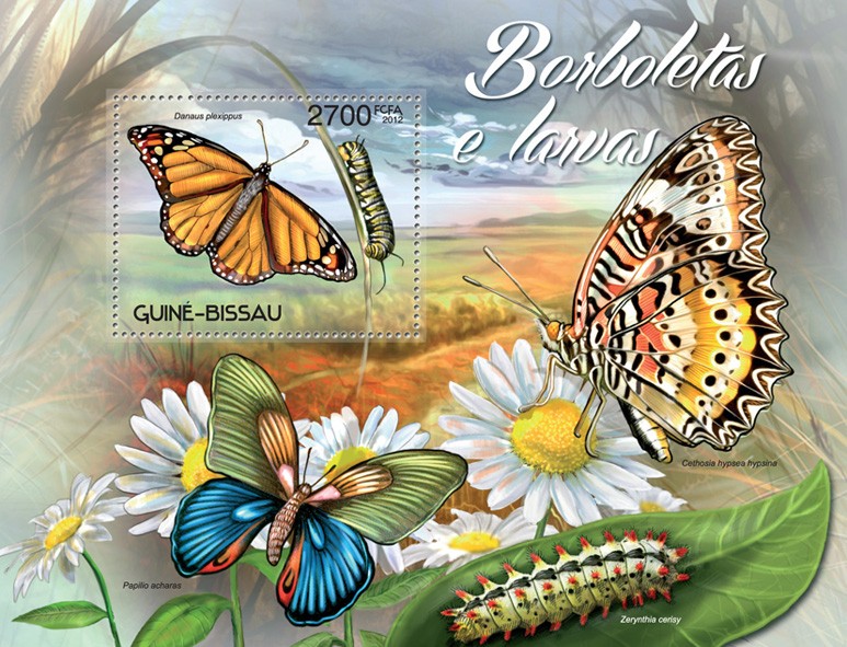 Butterflies & larva - Issue of Guinée-Bissau postage stamps