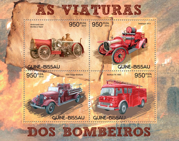 Fire Engines - Issue of Guinée-Bissau postage stamps