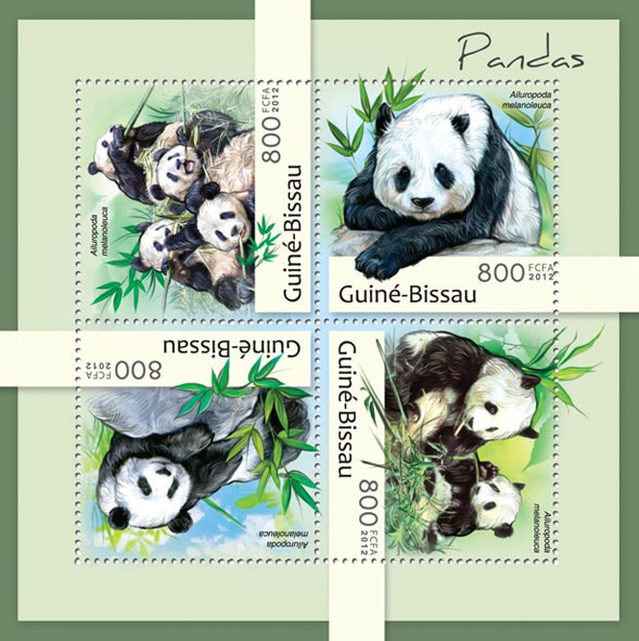 Pandas (Ailuropoda melanoleuca). - Issue of Guinée-Bissau postage stamps