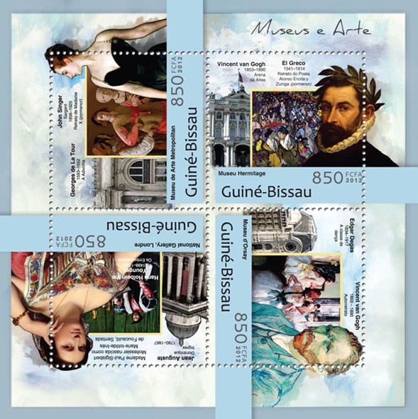 Museums & art (Georges de la Tour, John Singer). - Issue of Guinée-Bissau postage stamps