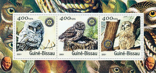 Hiboux (Rotary) - Owls S/S collectifs - Issue of Guinée-Bissau postage stamps