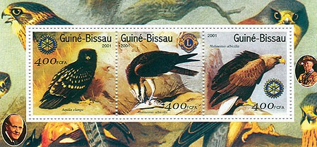 Rapaces (Lions-Rotary) - Eagles S/S collectifs - Issue of Guinée-Bissau postage stamps