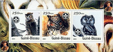 Hiboux (Scouts) - Owls S/S collectifs - Issue of Guinée-Bissau postage stamps