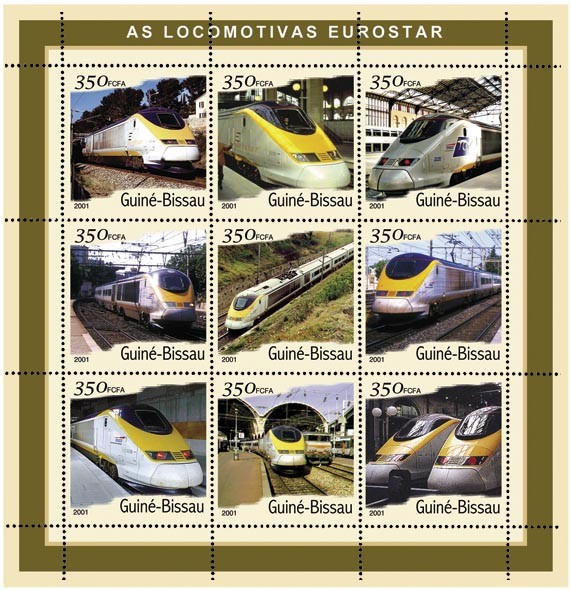Eurostar 9 x 350 FCFA - Issue of Guinée-Bissau postage stamps
